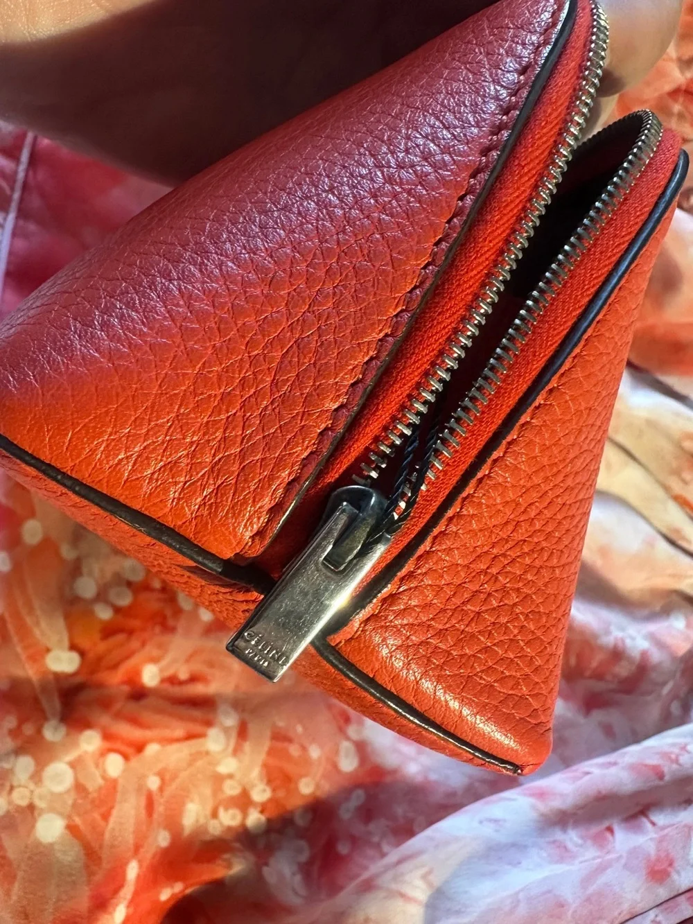 Celine Red Leather Cosmetic Pouch